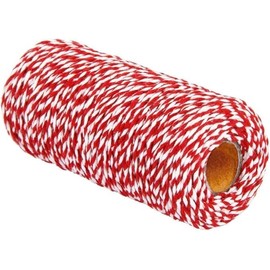 Cotton Bakers Twine, Red and White String Twine Rope Butchers String for Baking Cooking DIY Crafts Wrapping, 100 M Garden Twine Garden Twine and Twist Ties Arts & Crafts
