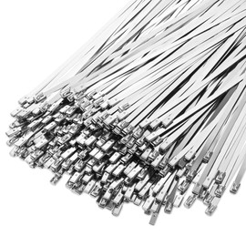 500 Pcs Metal Zip Ties Heavy Duty 304 Stainless Steel Zip Ties Self Locking 220 Pound Tensile Strength Cable for Outdoor Workshop Canopy Chain Link Fence Exhaust Wrapping 11.8 Inch