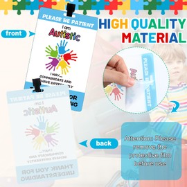 Humyoun 3 Sets Autism Safety Tag Card with Loop Fastener Strips Autism Medical ID Tag Accessories for Travel Communication (Palm Style)