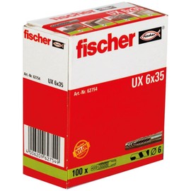 fischer 62754 UX Wallplug, Gray, 6 x 35