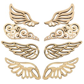 80 PCS Angel Wings Wood Slices Cutouts Wooden Ornament Embellishments for DIY Crafts