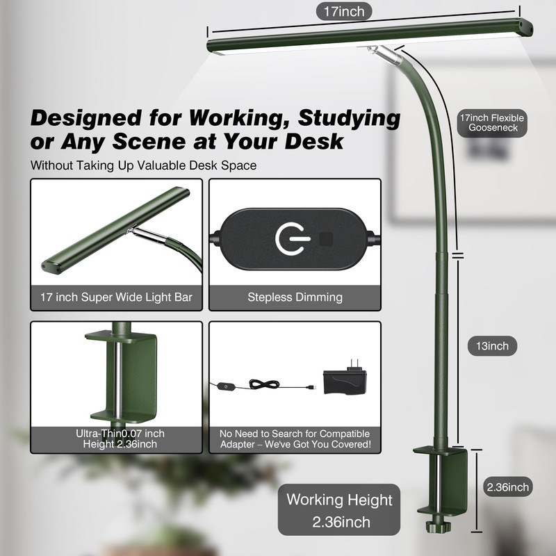 Airlonv LED Desk Lamp for Office Home, Eye-Caring Desk Light