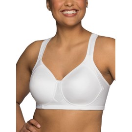 Vanity Fair womens Wireless Medium Impact Plus Size Padded Sports (36c-44ddd) Bra, Wireless - White, 36DD US