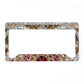 CafePress Bohemian Turquoise Red Rhines License Plate Holder Aluminum License Plate Frame, License Tag Holder
