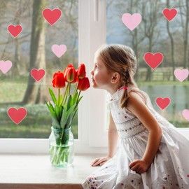 Stickerscape Pink and red Heart Window Stickers | Valentines Day Window Stickers | Repositionable, reuseable and Cleanly Removable…