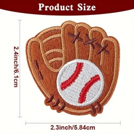 Baseball In Hand Iron on Patch Appliqué 2 1/2 x 2 5/8 inch