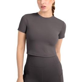 YITTY Active Women's Ultraluxe Essential Crop Tee, Athleisure, 4-Way-Stretch, Onyx, XXL/1X