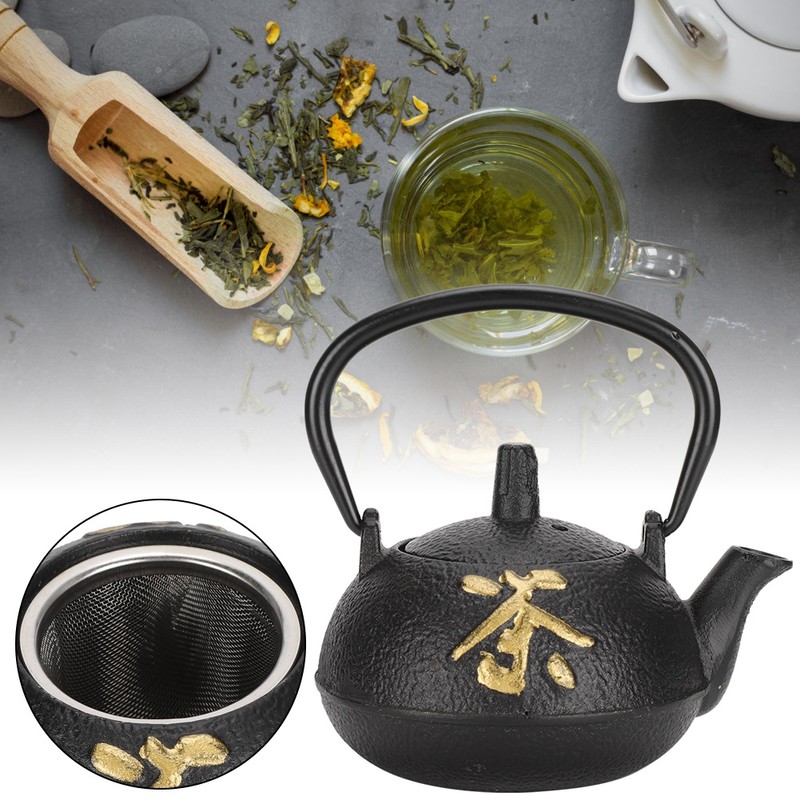 Iron Teapot Kettle Uncoated with Strainer 0.3L Tea and Zen