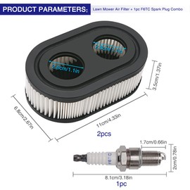 VooGenzek 3 Pieces Lawn Mower Air Filter with 1 Spark Plug Compatible with Briggs & Stratton Engines 798452 593260, Lawn Mower Filter Replace