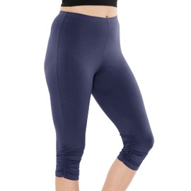 Women's and Plus Oh So - Leggings fruncidos suaves hasta la rodilla | S-3XL, Azul marino, S