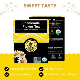 Buddha Teas - Organic Chamomile Flower Tea - Herbal Tea - For Health & Wellbeing - With Antioxidants & Minerals - Clean Ingredients - Caffeine Free - OU Kosher & Non-GMO - 18 Tea Bags (Pack of 1)