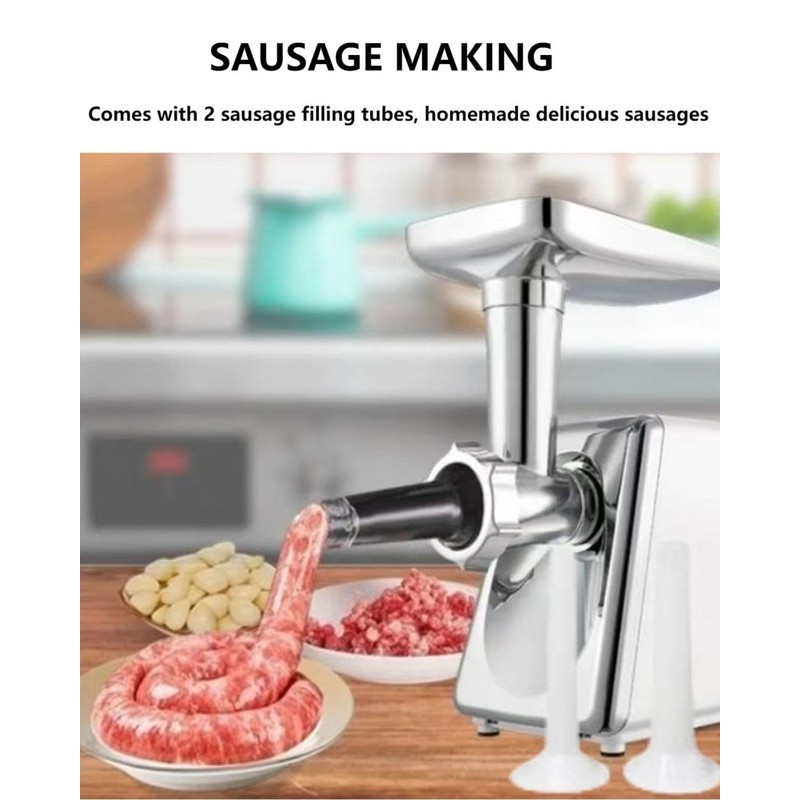 Zuguachi Electric Meat Grinder, Multifunctional Household Food Processing Machine, Stainless