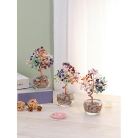 JSDDE Chakra Feng Shui Tree, Tree of Life Decoration, Healing Stones Gemstones Tree, Money Tree, Crystal Tree, Lucky Charm, Spiritual Feng Shui Decoration (7 Chakra)