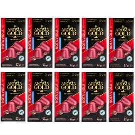 AROMA GOLD Nota Viola decaffeinated Coffee Pods 520g (100 Capsules) – Aluminium Coffee Capsules Nespresso Compatible Flavoured Coffe Pods Barista-Approved, Mild & Harmonious