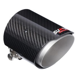 Carbon Fiber Exhaust Tip,Carbon Fiber Exhaust Tip Tail Throat Pipe Straight 2.9in Inlet 3.5in Single Outlet Universal for Car