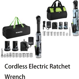 Workpro Cordless Electric Ratchet Wrench 2Pk 2Ah Lithium-Ion BatteriesAlloy Steel - Standard&Extended