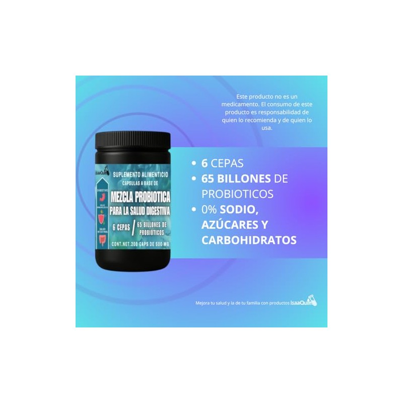 IsaaQuim Mezcla Probiótica Salud Digestiva 6 Cepas