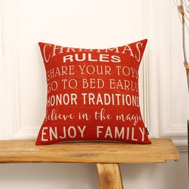 TRENDIN Christmas Pillow Covers 18x18 for Christmas Decorations Christmas Throw Pillow Cover Case Winter Farmhouse Decor Red PL1045TR