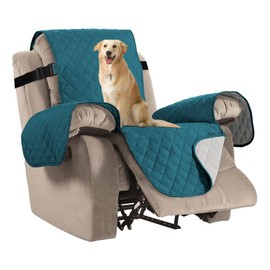 H.VERSAILTEX Reversible Quilted Recliner Covers Recliner Chair Cover Water Resistant Furniture Protector Washable Couch Cover with Elastic Straps for Kids, Pets (Recliner, Dark Teal/Beige)