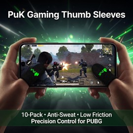 PuK Mobile Gaming Thumb Sleeves - Pack of 10 Breathable Anti-Sweat Gaming Finger Sleeves for Smooth Glide & Precision Control - Mobile Game Accessories Optimized for FPS & Battle Royale Type Games