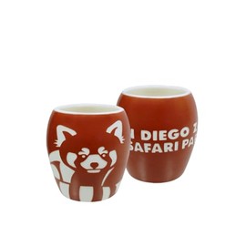 San Diego Zoo Red Panda Etched Shot Glass, 2 oz Matte Burnt Red Stoneware Shot Glass, Etched with Bright White Lesser Panda Design