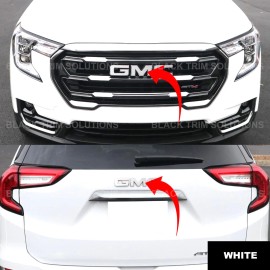 Black Trim Solutions For 2022-2024 Gmc Terrain White Overlay DECAL Front Rear for Emblem 2023