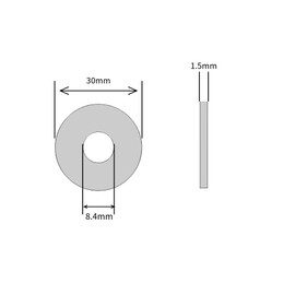 M8 (8mm x 30mm OD) Flat Penny Repair Washers A2 Stainless Steel (Pack of 20)