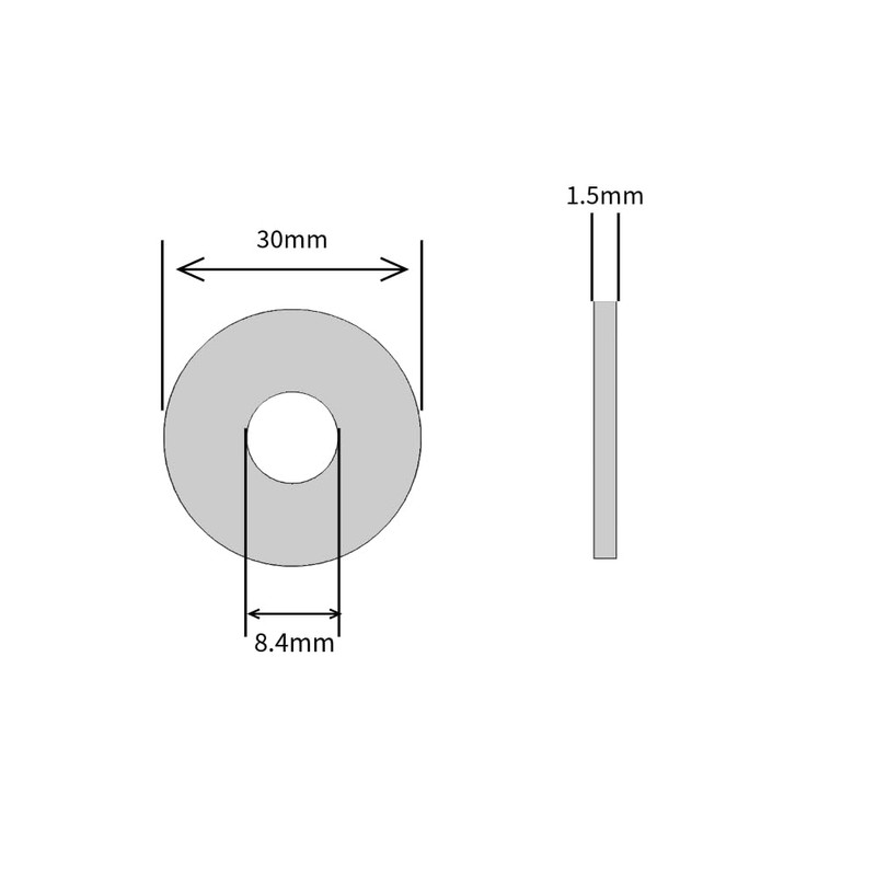 M8 (8mm x 30mm OD) Flat Penny Repair Washers A2
