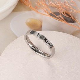 DIOWUS Be Kind Of A Ring For Women，Creative Ring The Best Friend Of The Sisters In The Sorority Inspirational Stainless Steel Rings Friendship Gift Jewelry (Silver 12)