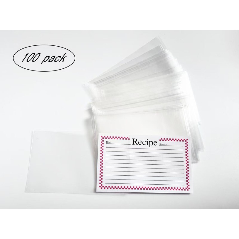 Clear 4x6 Inch Recipe Card Cover,Index Card Sleeve,100 Pack Recipe