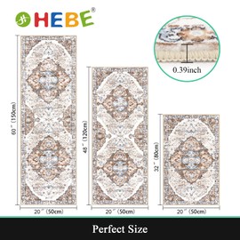 HEBE Farmhouse Kitchen Rugs Sets of 3 Non Slip Washable Kitchen Rugs and Mats Boho Kitchen Mats for Floor Kitchen Runner Rug Kitchen Carpet Rug Runner for Hallways Kitchen Laundry