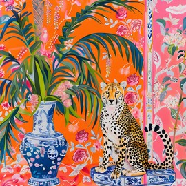 Springbok Cheetah and Ginger Jar 500 Piece Jigsaw Puzzle for Adults by Artist Sophia Clima