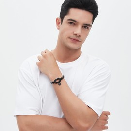 Metzm Silicone Religious Cross Braided Rope Bracelet for Men-Waterproof Men's Rubber Christian Bracelet Jewelry Gifts (Black)