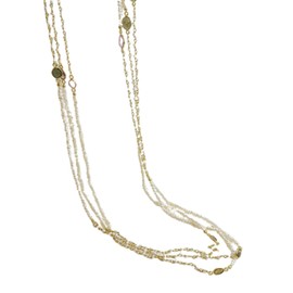 Freshwater Cultured Pearl and Tourmaline Gold-Plated Sterling Silver Necklace 166 cm