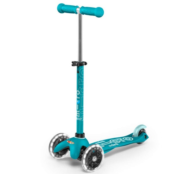 Micro Kickboard - Mini Deluxe LED - Three Wheeled, Lean-to-Steer Swiss-Designed Micro Scooter for Toddlers & Children with Motion-Activated Light-Up Wheels for Ages 2-5 (Aqua)