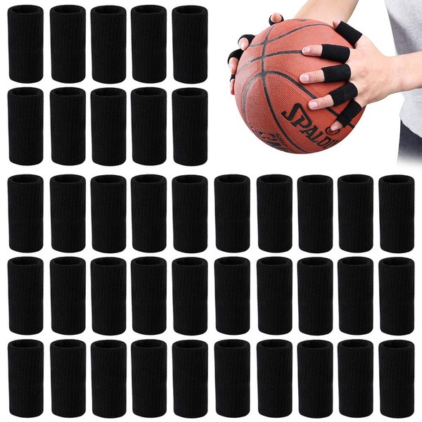 FULANDL 40PCS Finger Sleeves, Thumb Splint Brace Support Elastic Compression Protector for Sports, Perfect for Relieving Pain Calluses Arthritis Knuckle (black)