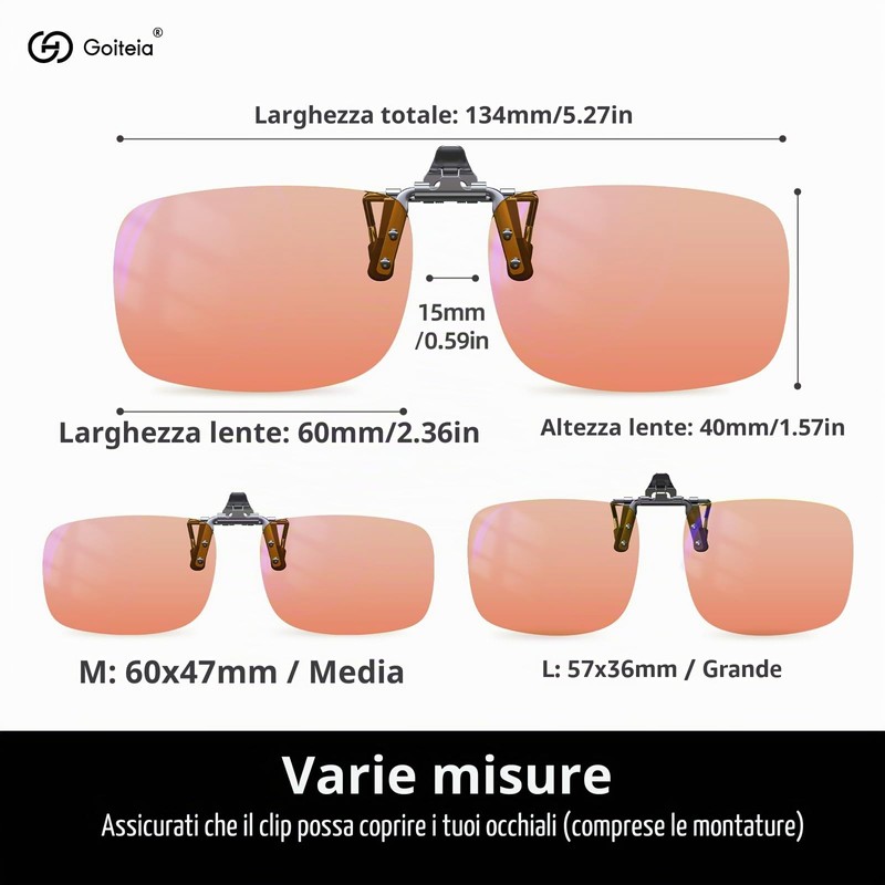 Goiteia FL-Rose - Occhiali con clip per emicrania, con clip,