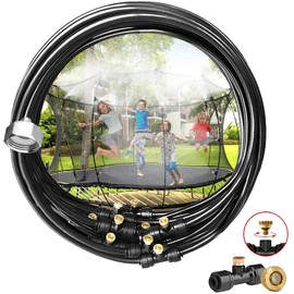 GLANT Misting Cooling System, 33FT (10M) Misting Line + 10 Brass Mist Nozzles + Brass Adapter(3/4") Outdoor Mister for Patio Garden Greenhouse Trampoline for Waterpark (33FT/10M)