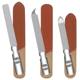 HomeyEra- Lima de uñas de acero inoxidable (paquete de 3) para uñas naturales, limas de uñas de metal con punta afilada