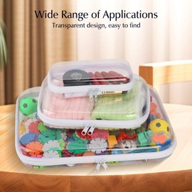 Owfeel Zippered Transparent Cases, 4 PCS Portable Double Zipper Hard Bag, Clear Hard Shell Zipper Pouches Makeup Case for Toy Storage, Cosmetic Storage, Pencil Cases