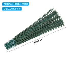 PATIKIL 12 Inch Floral Stem Wire, 150 Pcs Plastic Floral Wire Artificial Flower Rod for Flower Arrangements DIY Crafts Stem Wrapping, Green