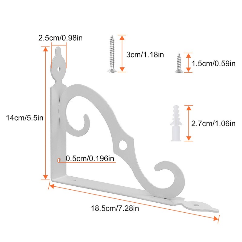 Acrux7 4 Pack Shelf Brackets 7.5X5.5 inch Thicken Iron Corner