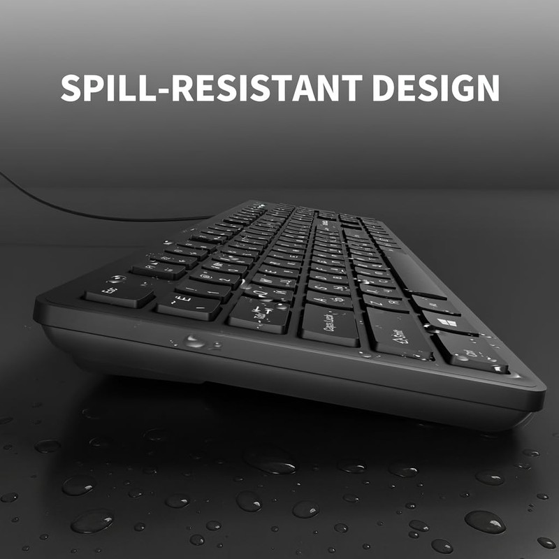 MIKUSO Arabic English Keyboard,Wired Keyboard Not Fading Bilingual Letters