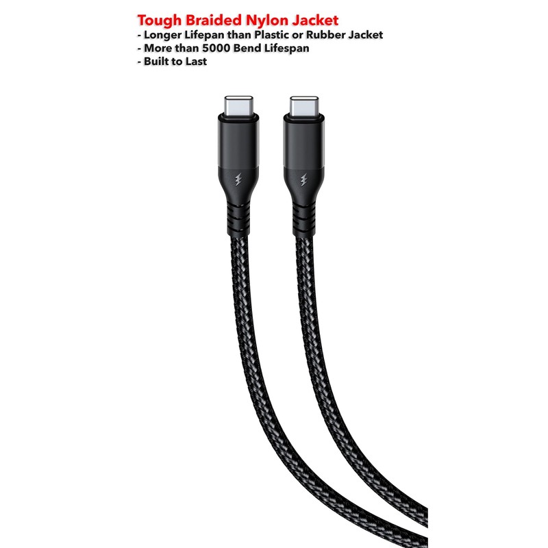 Life-Tech 60W USB-C to USB-C Nylon Braided Fast Data/Charger Cable