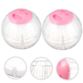 Totority 4 Pcs Hamster Exercise Balls Pink Transparent Small Animal Running with Lock Design Safe Plastic for Mice Gerbils and Small Pets