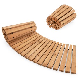 Giantex 7 FT Curved Wooden Garden Pathway, 17" W Roll Out Hardwood Walkway, Non-Slip Surface, Tools Free Assembly, Outdoor Rustic Decorative Boardwalk Flooring for Backyard Wedding