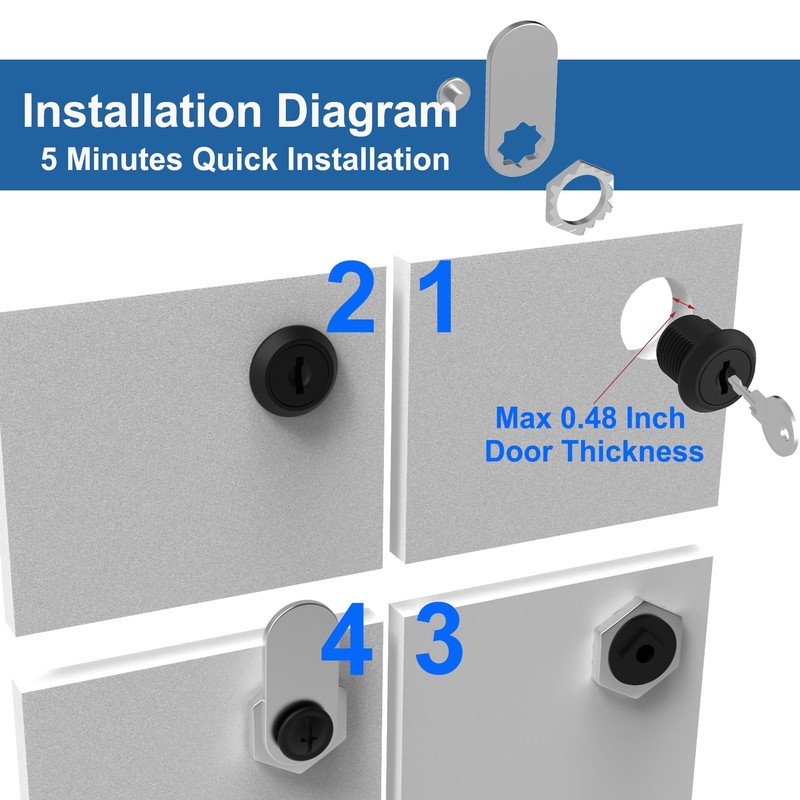 BOZXYE 6 Pcs Cabinet Locks with Keys, 5/8" Cam Locks