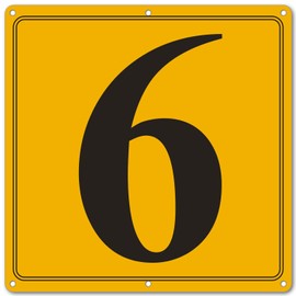 i-CowFun Premium Aluminum Number Signs 6, Metal 12" X 12" Yellow Numbered Signs Outdoor for Parking Lots, Floor, Dock, Court, Aisle, Field, High Visibility, No Fade, Weather-resistant