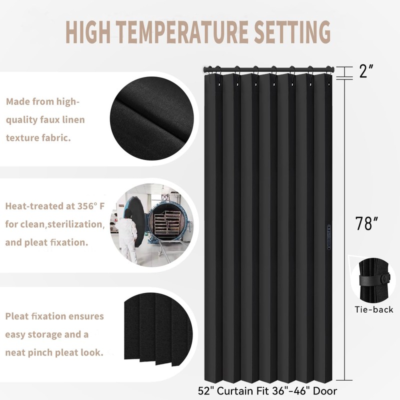 Vatge Doorway Curtains Privacy - Black Curtains for Closets Without