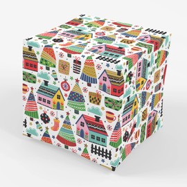 Stesha Party Christmas Village Gift Wrap Holiday Wrapping Paper - 30 x 20 Inch (3 Sheets)